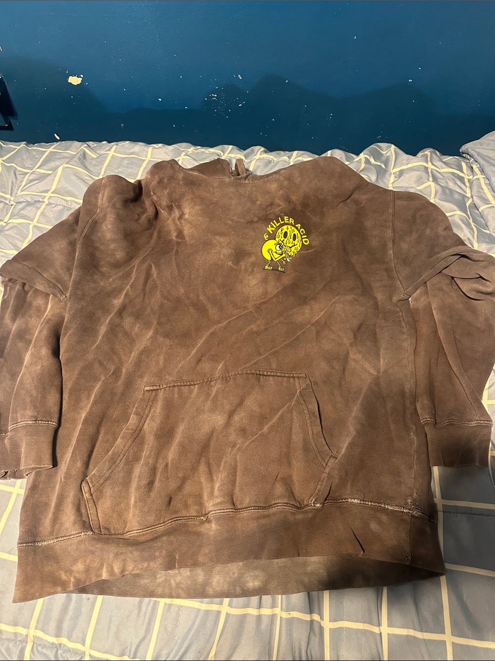 Brown Graphic Hoodie with Yellow Logo